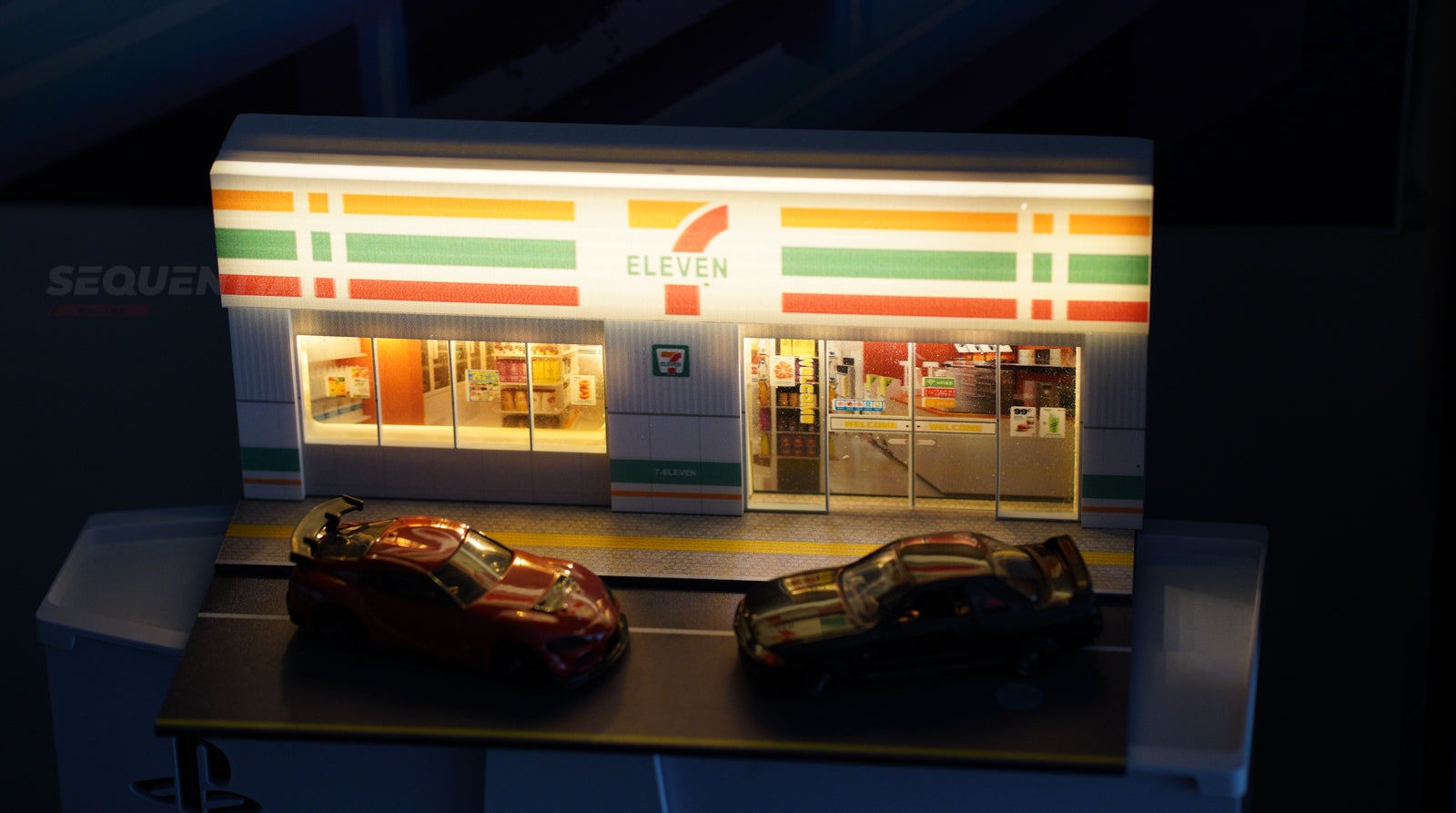 1/64 LEDライトアップ セブンイレブン ミニチュアアクセサリー ダイ