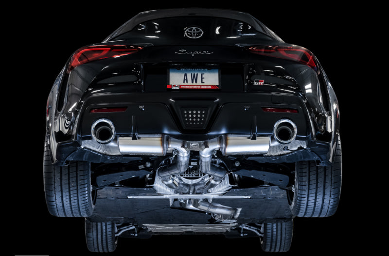 AWE Resonated Touring exhaust – GR Supra rear view