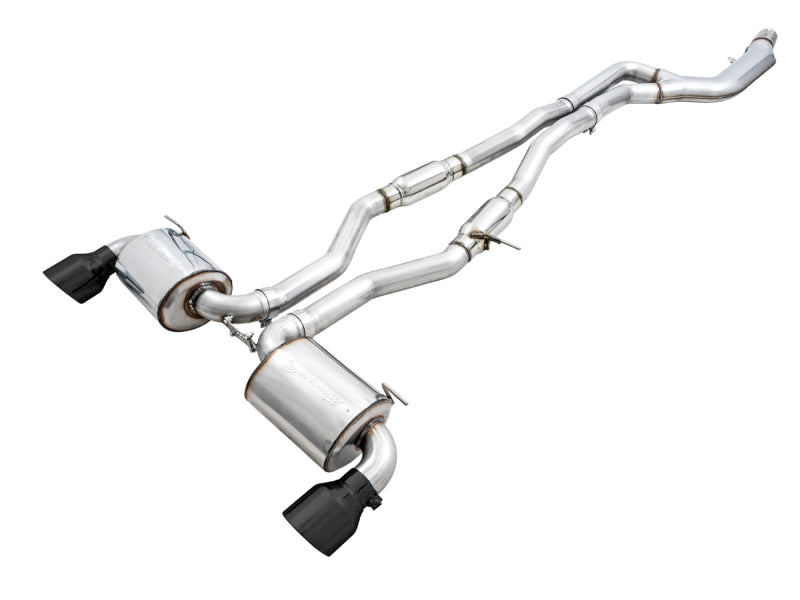 AWE Resonated Touring exhaust Diamond Black tips for Toyota GR Supra A90