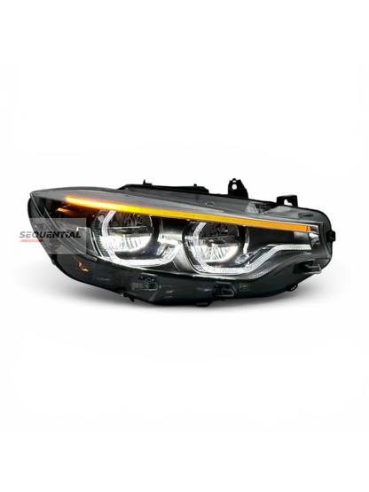 BMW F80 M3 F82 M4 IKON LCI Tri-Colour LED Headlights – White, CSL Yellow & Amber DRLs