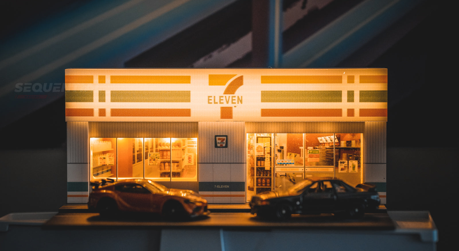 1/64 JDM Diorama – LED Light-Up 7-Eleven Miniature Accessories for Diecast Cars