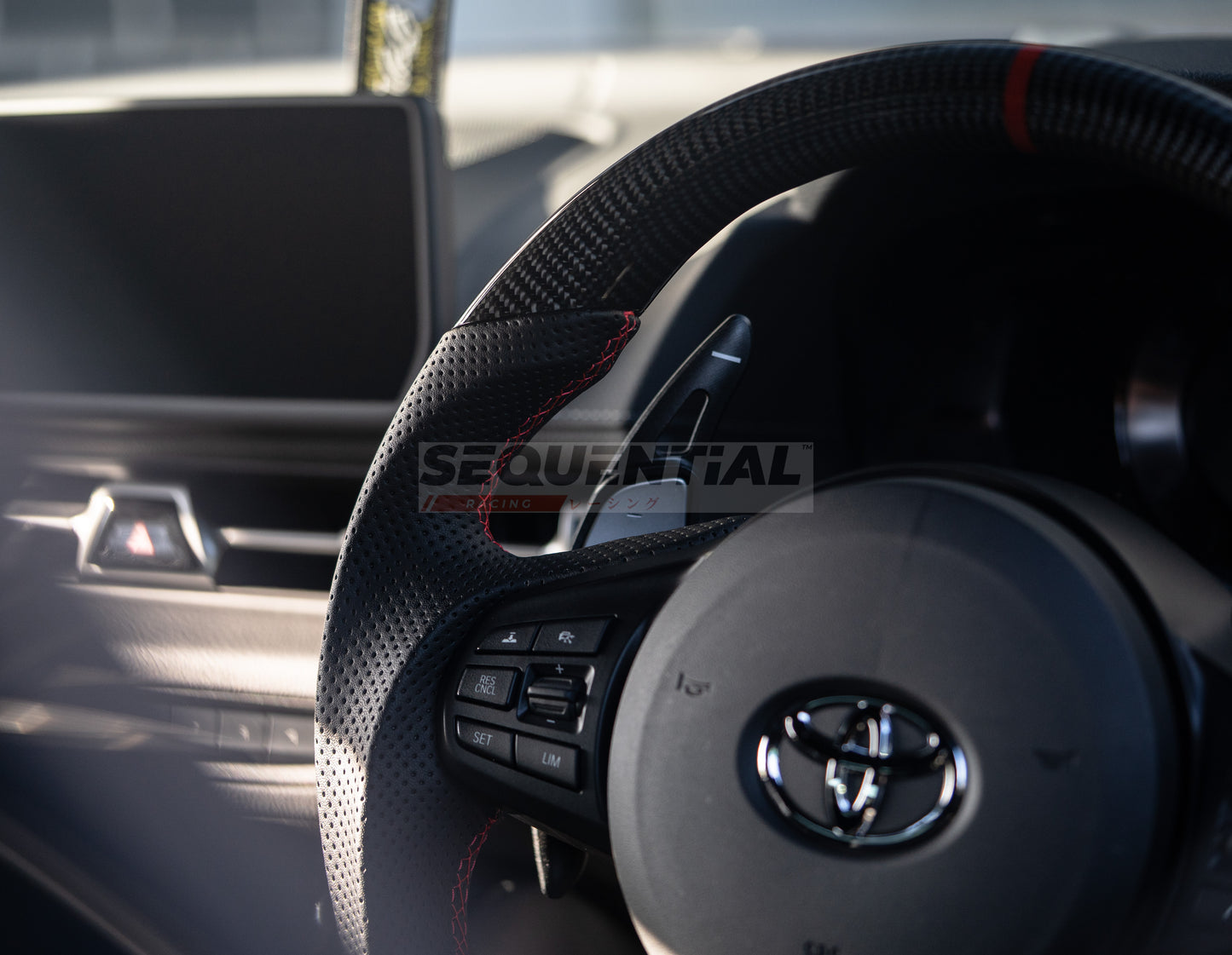 Racing carbon steering wheel for toyota gr supra a90 oem