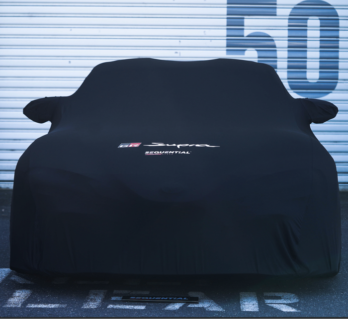 Sequential Racing satin indoor car cover for GR Supra, GR86 and BRZ