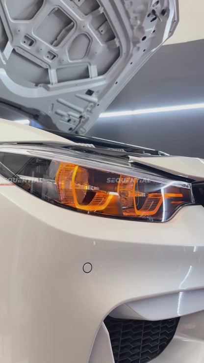 BMW F80 M3 F82 M4 IKON LCI Tri-Colour LED Headlights – White, CSL Yellow & Amber DRLs